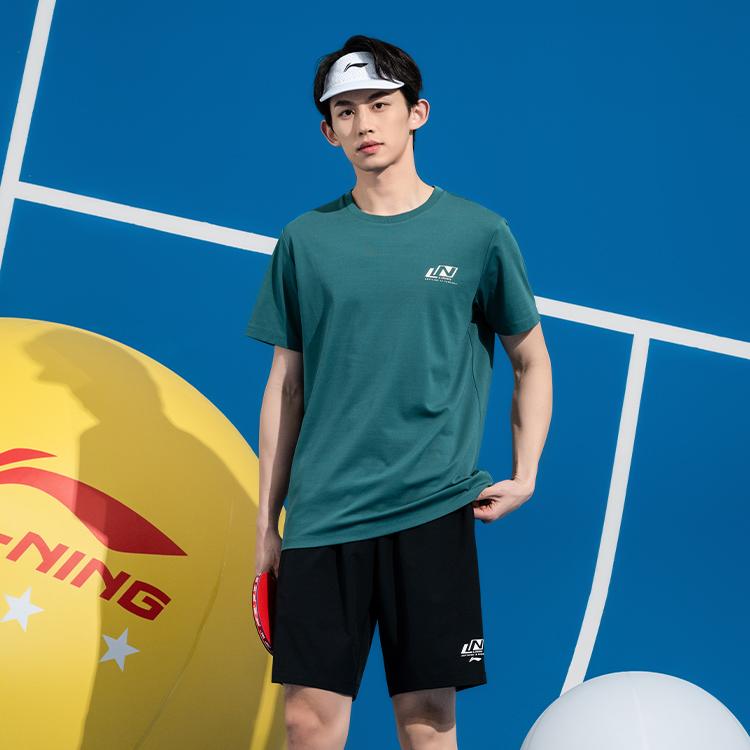Li Ning Breathable Cool Loose Fit Short Sleeve Pullover Casual Sports Set Unisex Sets ATSV607-3+AKSV675-1