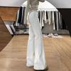 Jeans Donna Vita Bassa A Zampa Gamba Dritta Larga Pantaloni in Denim Bianco Pantaloni Casual Americani Vintage Lunghi Fino a Terra
