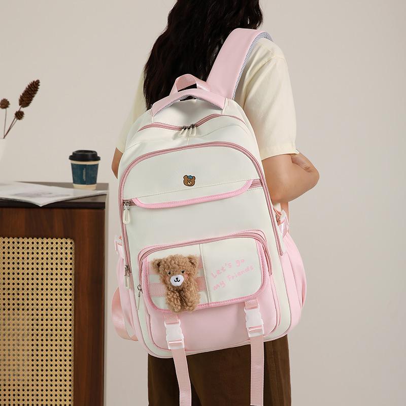 Schoolbag Wholesale New Student Backpack Large Capacity Cute High Value Trendy School Bag Youth College Wind Backpack