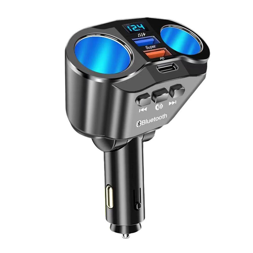 USB Car Cigarette Lighter Triple Port USB PD QC3.0 Super Fast Charger Type C 12V 24V Universal Digital Display Power Adapter