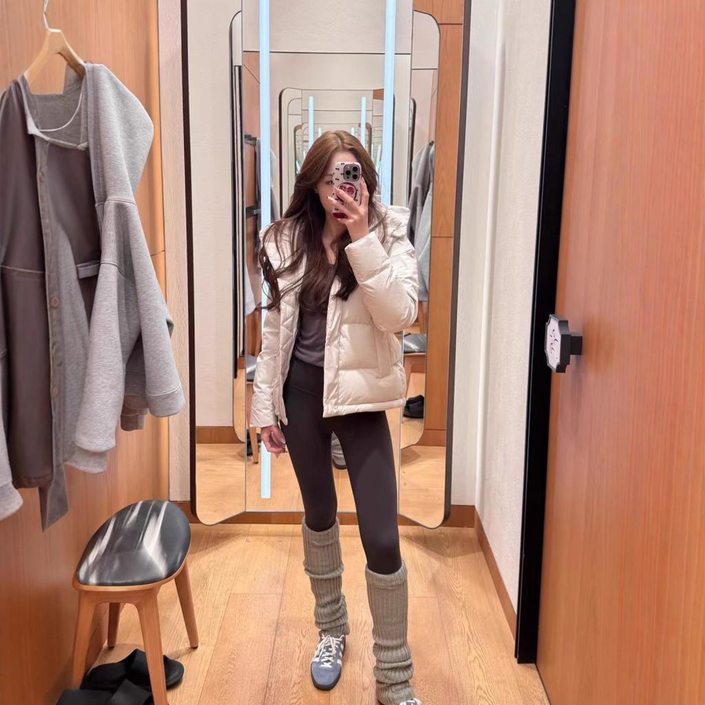 Lulu Puff Five-grid Three-proof Traceable White Duck Down Jacket Women's Short Cold-proof Bread Jacket