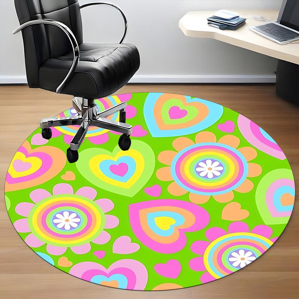 

1pc Flower Heart Pattern Chair Carpet for Office Non-Slip, Lightweight, Machine Washable Rug for Office, Room - Holiday Decoryy251016020 80cm by 80cm