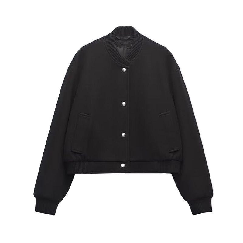 Spring New Arrival Women's Baseball Uniform Rib Stand Collar Loose Soft Pilot Jacket Outwear 3046272