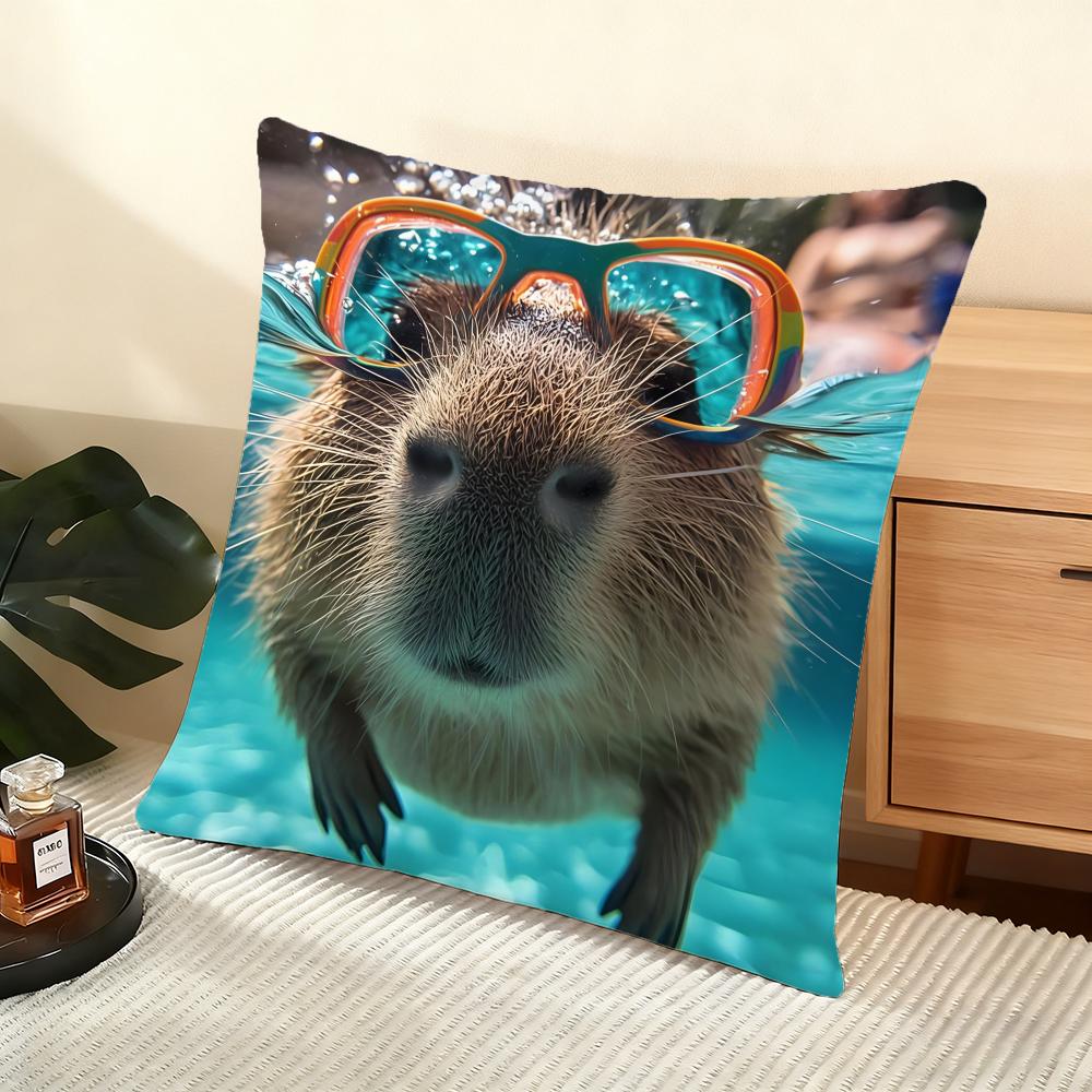 Capybara Cushion Cover Soft Short Plush Pillow Cover Smooth Cozy Texture Aesthetic Cushion Case Home Decor