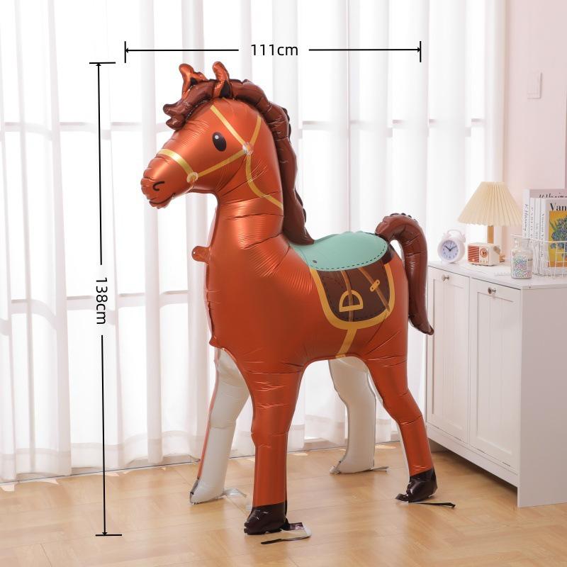 2026 Year of the Horse Inflatable Aluminum Foil Balloon - Horse-Shaped Decoration for Events and Parties.