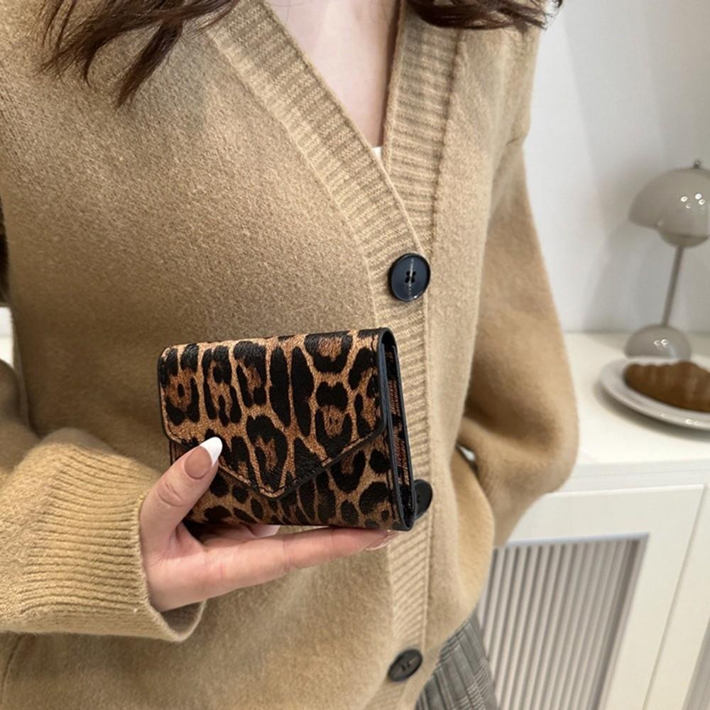 Elegant Leopard Short Wallet Korean Style Coin Purse Mini Envelope Clutch Bag  Gift
