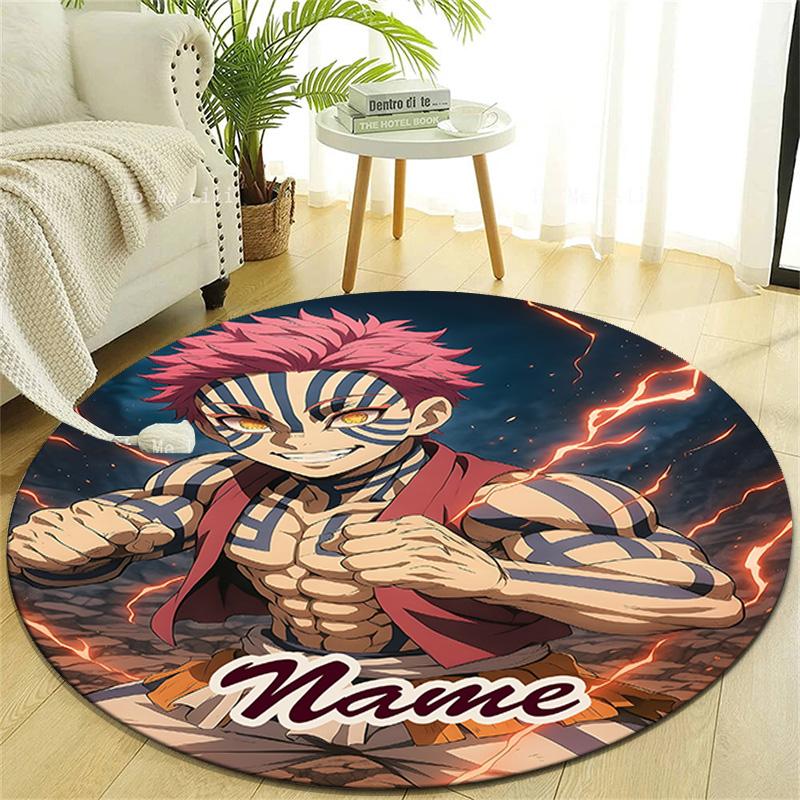 Personalized Demon Slayer Round Chair Office Rug - Perfect for Mat, Office Chair & More - Ideal Gift for Birthdays and Holidays