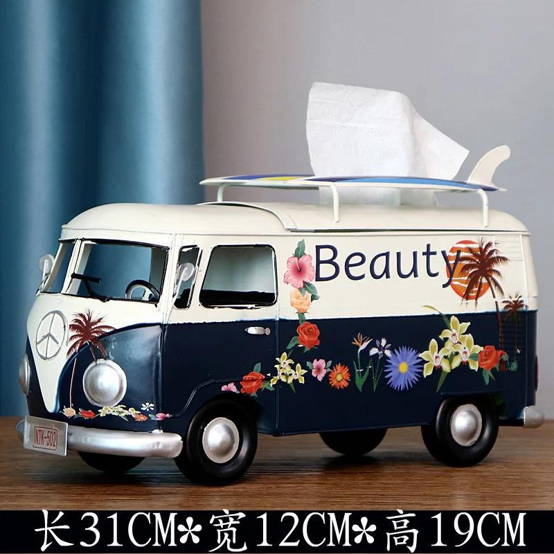 Scatola portatovaglioli a forma di Scarabeo Bus in Ferro Battuto Retrò Americano Scatola portatovaglioli Creativa Modello di Auto Decorazione Artigianato Regalo Speciale Decorazione per la Casa