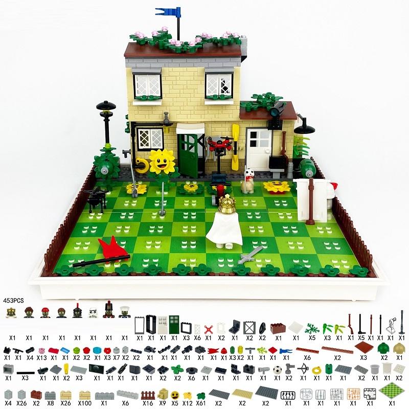 

453PCS Plant Protect House Set With 8PCS Zombies Mini Action Figures Game Brinquedos Accessories Building Block Brick Toys