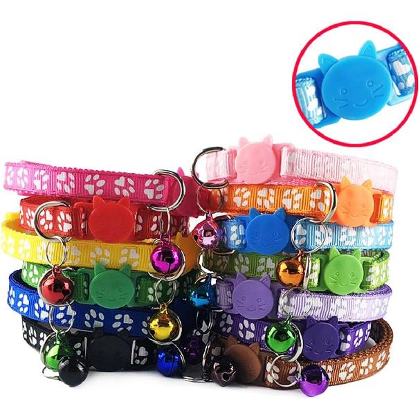 Pink Breakaway Cat Collar with Bells, 2 Pack Break Away Kitten Collar with Bells, Female Cat Collar for Girl Cats Kitty