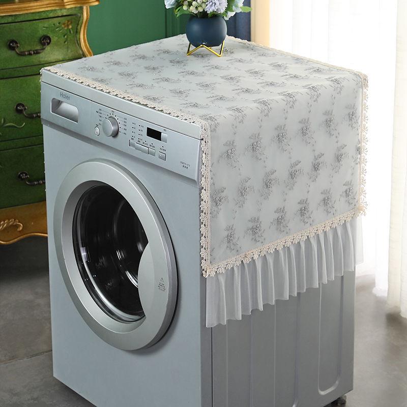 Lace Embroidery Washing Machine Covers Sunscreen Anti-slip Dust Cases for Automatic Protective Cover Decoration