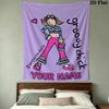 Custom Name Groovy Chick Pattern Wall Tapestry Aesthetic Wall Hanging Printed Fabric Blanket Decorative Tapestries for Bedroom Living Room Home Decor