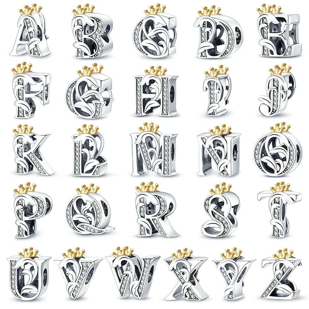 New Copper Charm Fit Original Bracelet Accessories Women Jewelry Crown Twenty-Six Letters Series
