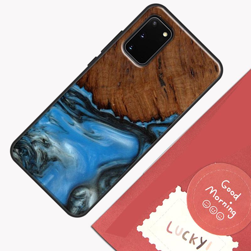 Hybrid Wood Resin Phone Case For Samsung Galaxy S23 Ultra S20 S21 S22 S24 S25 Plus S9 S10 S25 FE Cover Shell