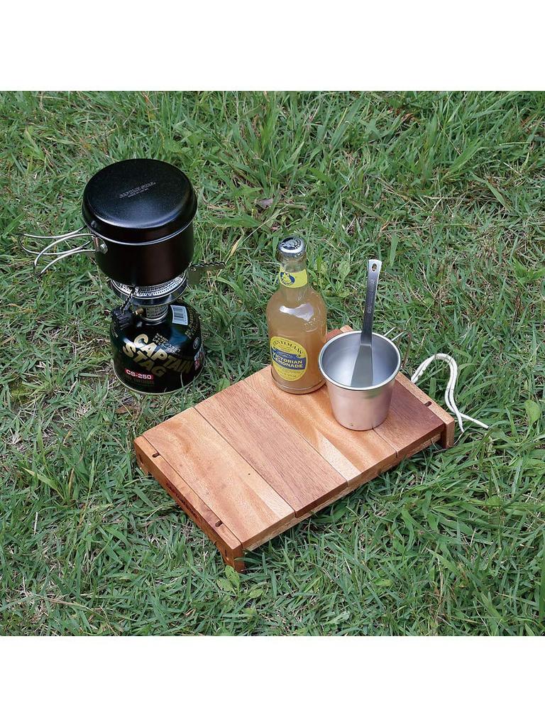 CAPTAIN STAG Wooden Table Cutting Board Chopping Board Compact Roll Table 2way Width 29 X 19 X Height 5cm Storage Bag Included Wood Bracelet UP-2652