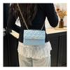 Simple Texture Indentation Diamond Lattice Embroidery Line Women's Single Shoulder Crossbody Handbag Small Square Bag