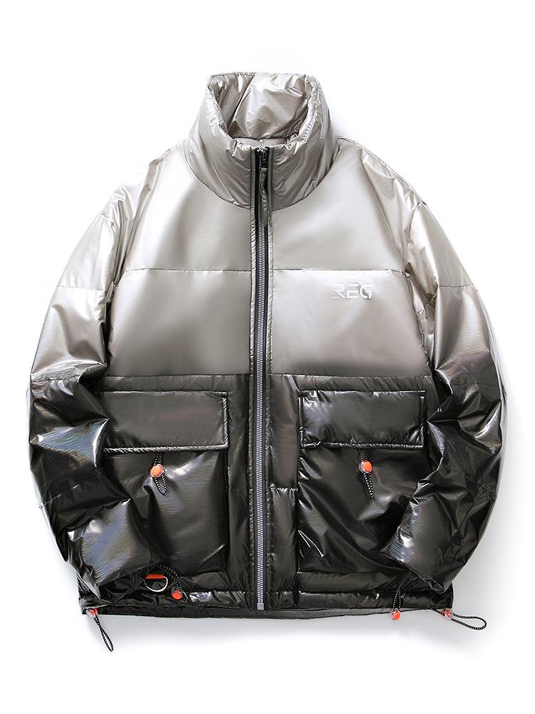 2025 Gradient Glossy Men's Winter Down Jacket - 90% Down, Thickened, Trendy Casual Coat