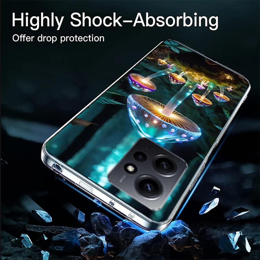 Dream Forest Landscape Mushroom House Phone Case For Redmi 12 13C 12C 15C 9 10 10C Note 13 Pro Plus 14 15 Pro 9T 9C 9A TPU Soft