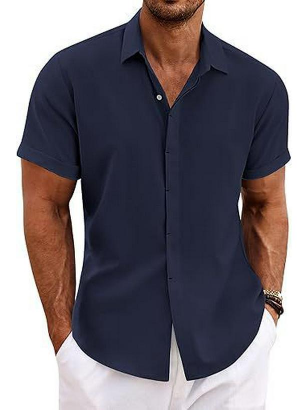 2024 Herren Freizeit Kurzarm Button-Down Strandhemd