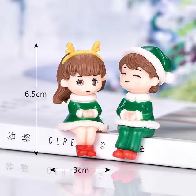 Mini Christmas Sweetheart Doll Couple Statue Doll Garden Decoration Ornament Garden Doll Landscape Home Furnishing Car Ornament