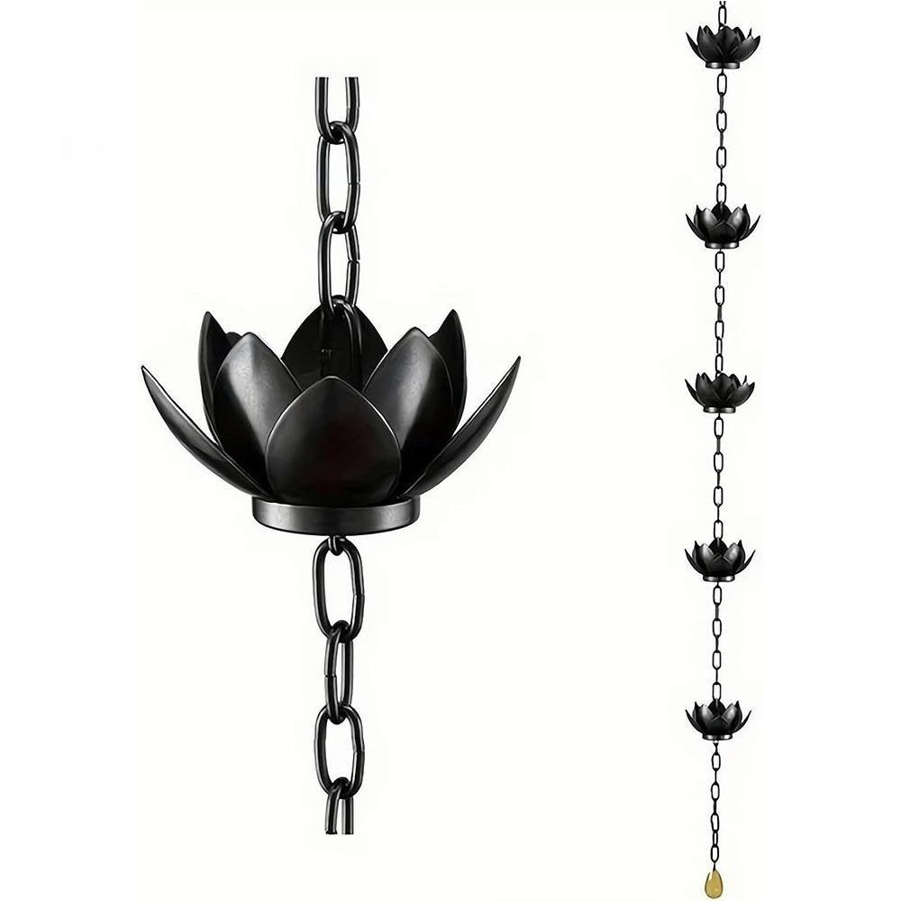Gutter Rain Chain Adjustable Divert Water Rain Chain Cup Outdoor Metal Replacement Lotus Shape Rain Catcher Chain