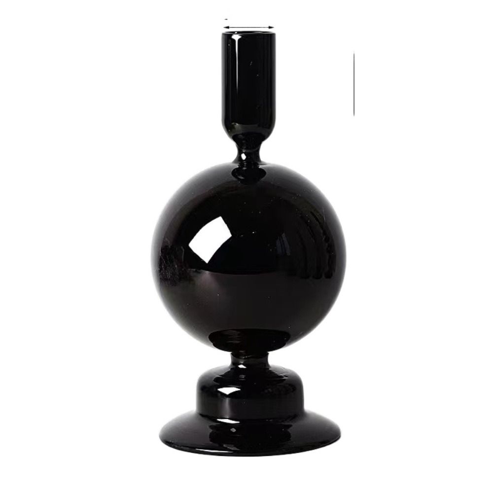 Striped Bottom Glass Candlelight Dinner Single Layer With Dried Flowers Vase Candle Holders Candlesticks Table Ornaments