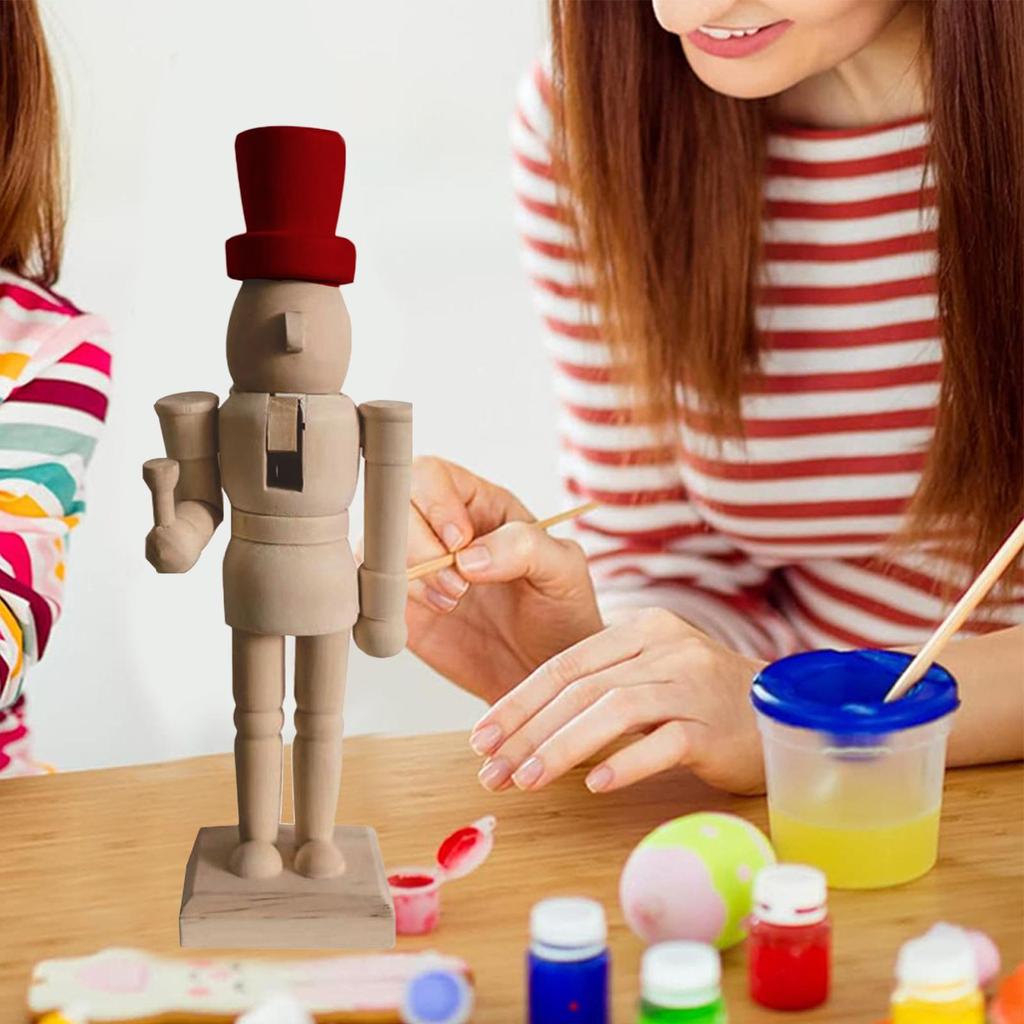 Holz Nussknacker Soldaten Figuren mit Farbe und Pinsel Bemalbare Nussknacker Weihnachtsfiguren Unbemalt Für Heimdeko