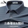 [Vinegar Fiber&Mulberry Silk] Summer Silk Smooth and Comfortable Slippery Striped Short Sleeve T-shirt Men's Polo Shirt