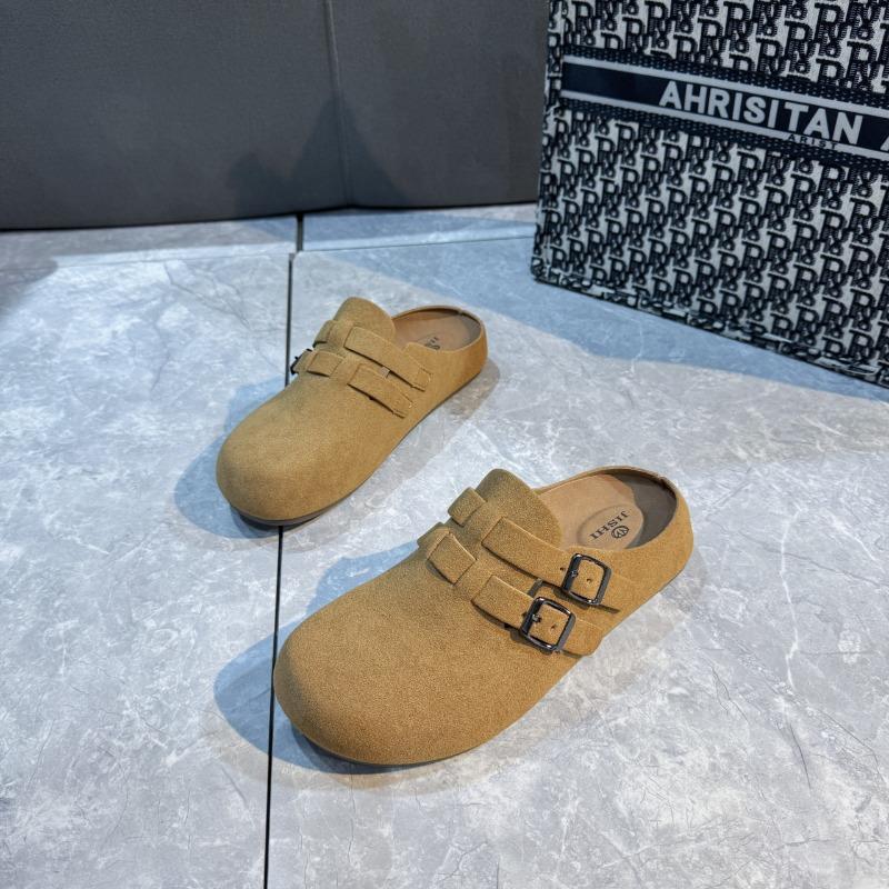 

Retro thick-soled bag head half slippers women s spring and summer new outer wear one pedal non-slip cork pregnant women 40 жёлтый