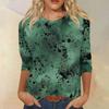 Women's Fashion Casual Seven Sleeve Printed Round Neck T-Shirt Top
