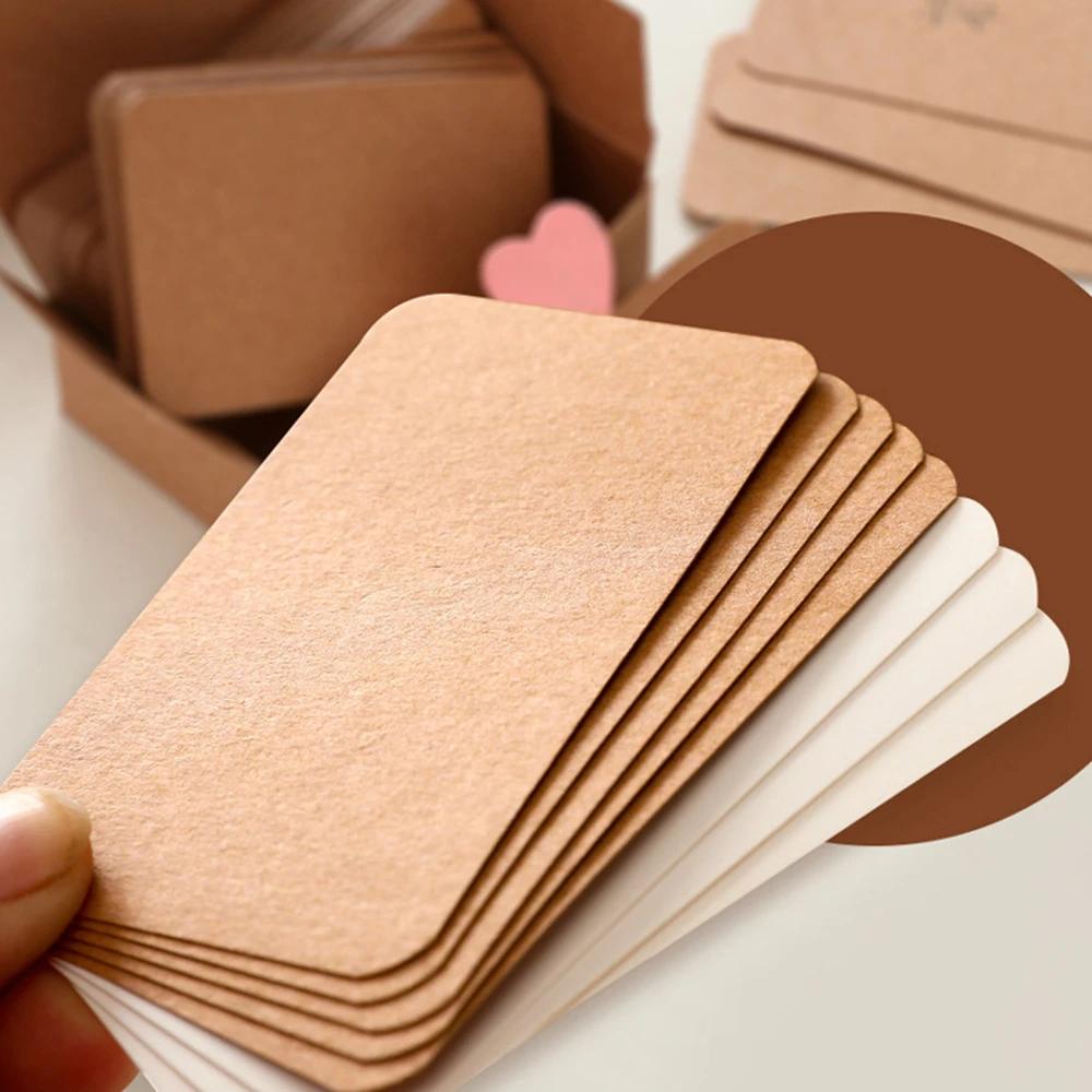 100pcs Color kraft Double-Sided Card On-the-Go Portable Message Card DIY mini Postcard Greeting Card