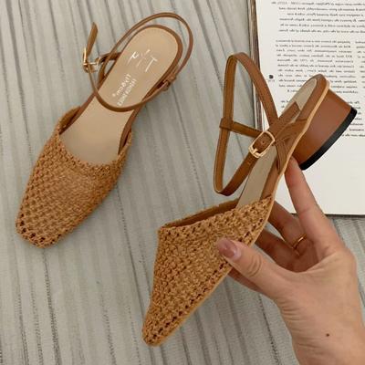 Fashion Back Strap Buckle Wedge Sandals Woman Retro Mesh Hollowed Women Sandals Comfortable Breathable Non-slip Slide Sandals
