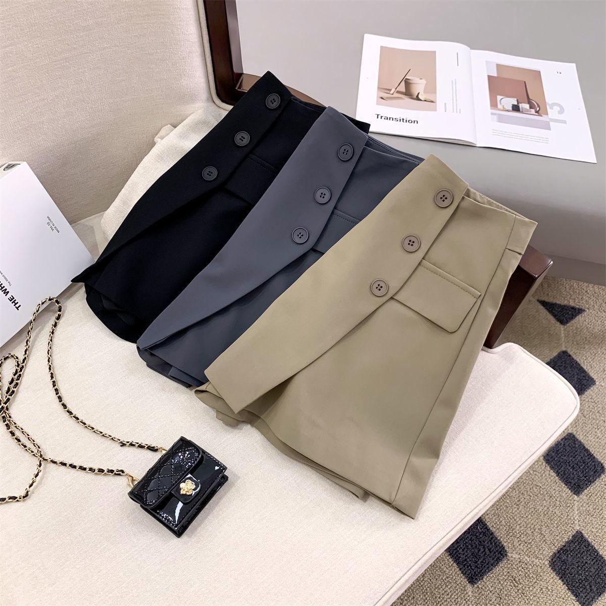 

Korean Style High-Waisted A-Line Button Embellished Culottes for Women - Spring/Autumn 2024 XL сірий колір