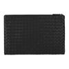 Bottega Veneta Intrecciato Woven Zip Leather Clutch Medium Women clutch Black 522429V3UN11275