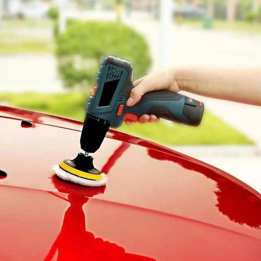 6-teiliges Autopolierpad-Set 4" Weiche Woll-Polierpads Bohraufsatz für Wachs-Kratzerentfernung