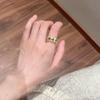 Design Green Enamel Bamboo Pearl Ring Women's Unique Foreign Style Ring Open Index Finger Ring
