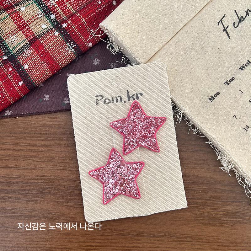 Neuer Süßer und Niedlicher Kinderstil Feiner Glitzernder Fünfzackiger Stern Herz Mode Haarspange Paillettenstern Gebrochene Haarspange Mädchen Haaraccessoire