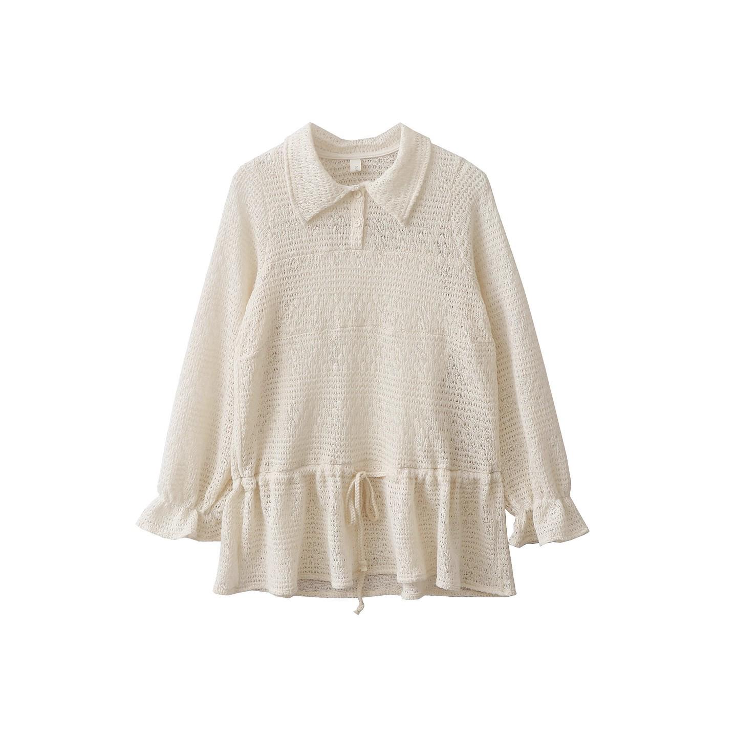 

Autumn French Crochet Lace Lapel Shirt & Slim Camisole Two-Piece Set for Women One Size