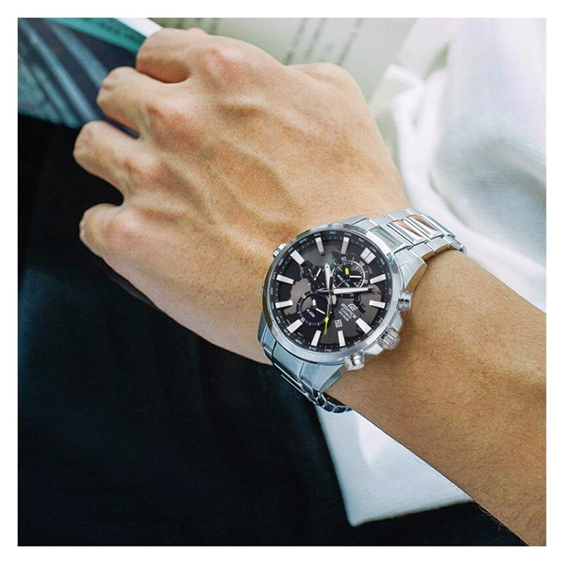Casio EDIFICE Creative Earth Voděodolný Křemenný Strojek Nerezový Pásek Japonské a Korejské Hodinky Pánské Hodinky Černý Ciferník EFR-303D-1AVUPR