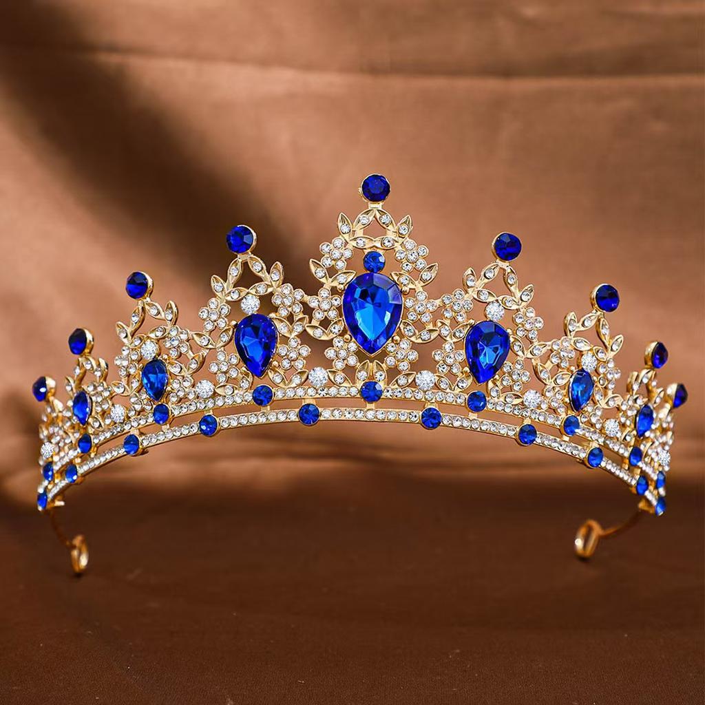 Bridal Crown Colored Rhinestone Headband Baroque Alloy Crown Wedding Dress Accessories Hair Accessories
