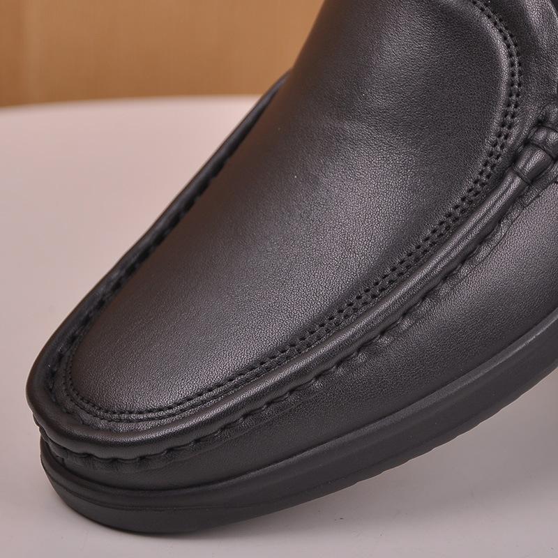 Leather shoes with genuine leather and rubber soles for men comfortable massage flat bottomed casual leather shoes