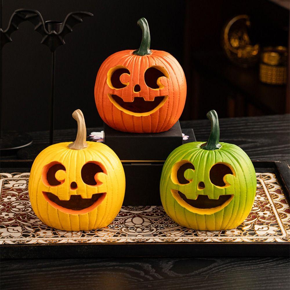 Multi-Color Halloween Pumpkin Ornaments Resin Pumpkin Statue Harvest Festival Ornaments  Autumn