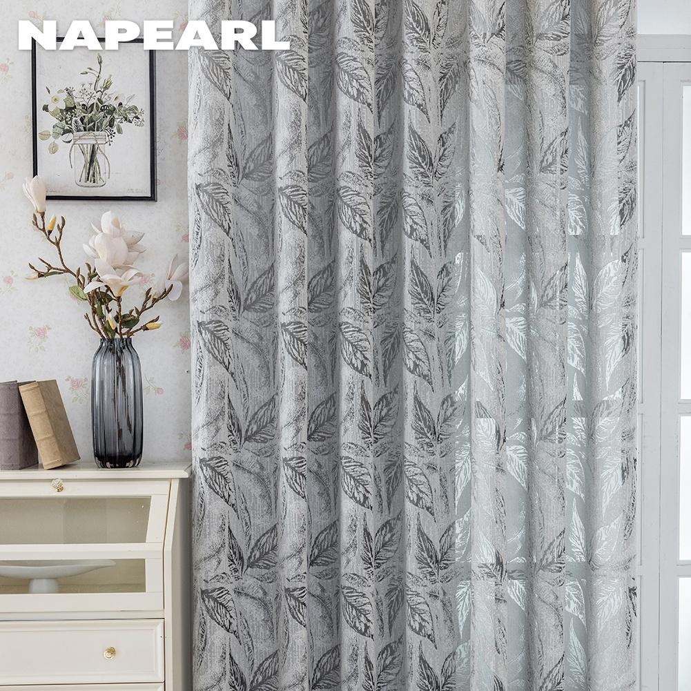 1PC NAPEARL Modern Light Gray Mixed Pattern Jacquard Curtain Texture Soft Light Sheer Curtain for Bedroom Living Room Home Decor