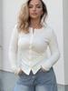 New Wind-Reshaping Slim Fit Long Sleeve T-Shirt for Women, Solid Color Button-Down Cardigan, Slimming Versatile Top for Spring and Autumn