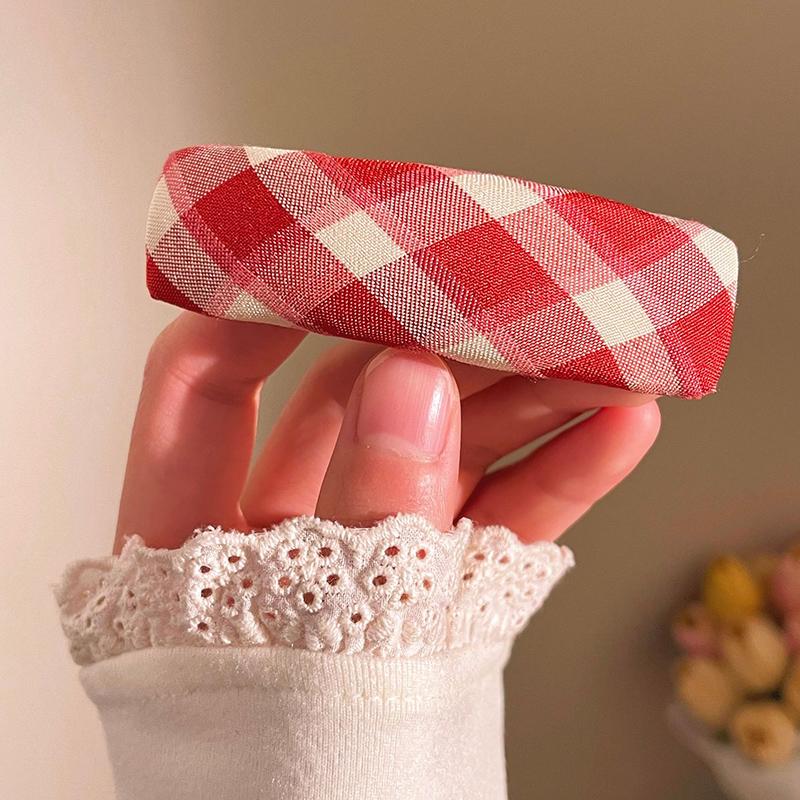 

New Year Ancora Red Tone Houndstooth Hair Clip for Women Checkered Side BB Hair Accessory