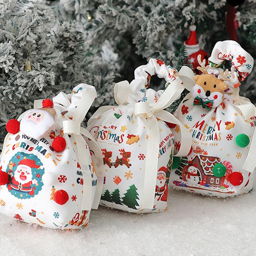 Merry Christmas Gift Bag Canvas Handbag Knitted Storage Bag Christmas Eve Apple Candy Bag Santa Claus DIY Decorations Xmas Gifts