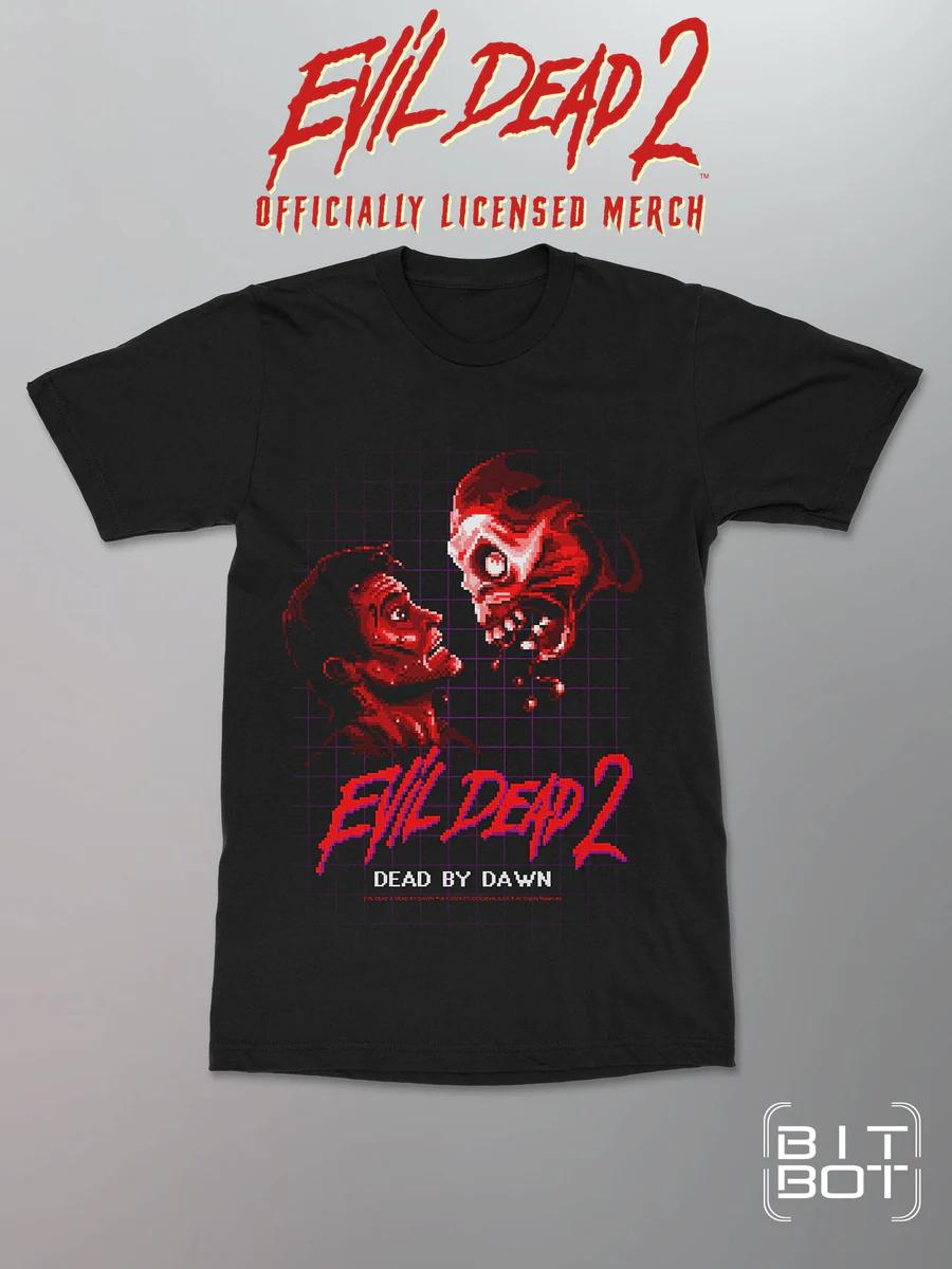 Evil Dead 2 Dead By Dawn Pixel Art T-Shirt Retro Horror Movie Graphic Tee 2XL
