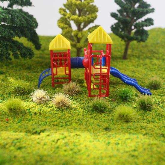 Static Grass Tuft 1:12 Scale Mini Bushy Lowland Shrubs Model Kit Miniature Artificial Grass for DIY Train Landscape Railroad Scenery Gaming Terrain