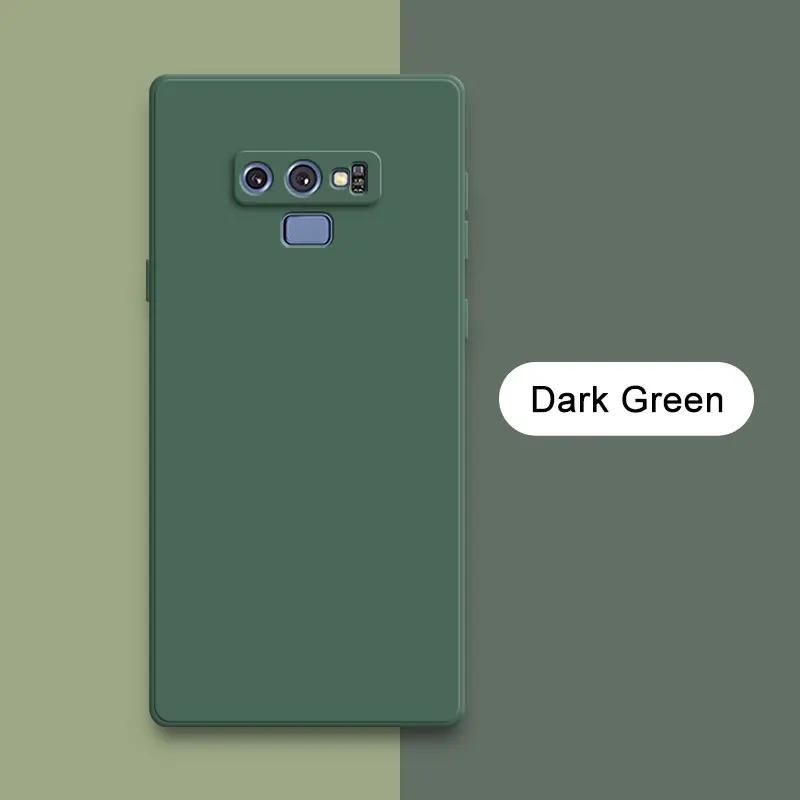 Квадратный жидкий силиконовый чехол для Samsung Galaxy Note 9, защитный мягкий противоударный чехол для телефона SamsungNote9 Note9 for Samsung Note 9 темно-зеленого
