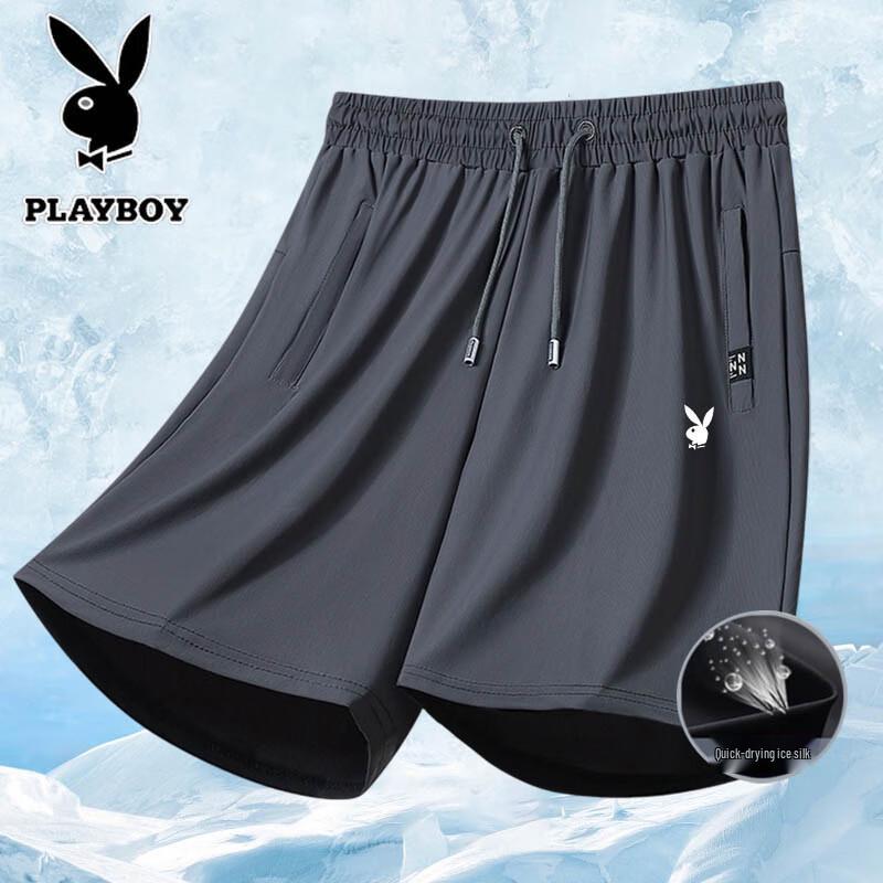 PLAYBOY Men s Summer Ice Silk Quick-Dry Casual Shorts 5XL